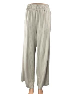 Cos Womens Beige Stripe High Rise Elastic Waist Palazzo Wide Leg Trouser Pants M